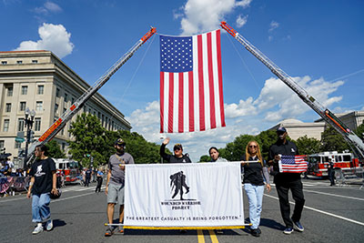 Veterans participate in a Memorial Day parade in DC.